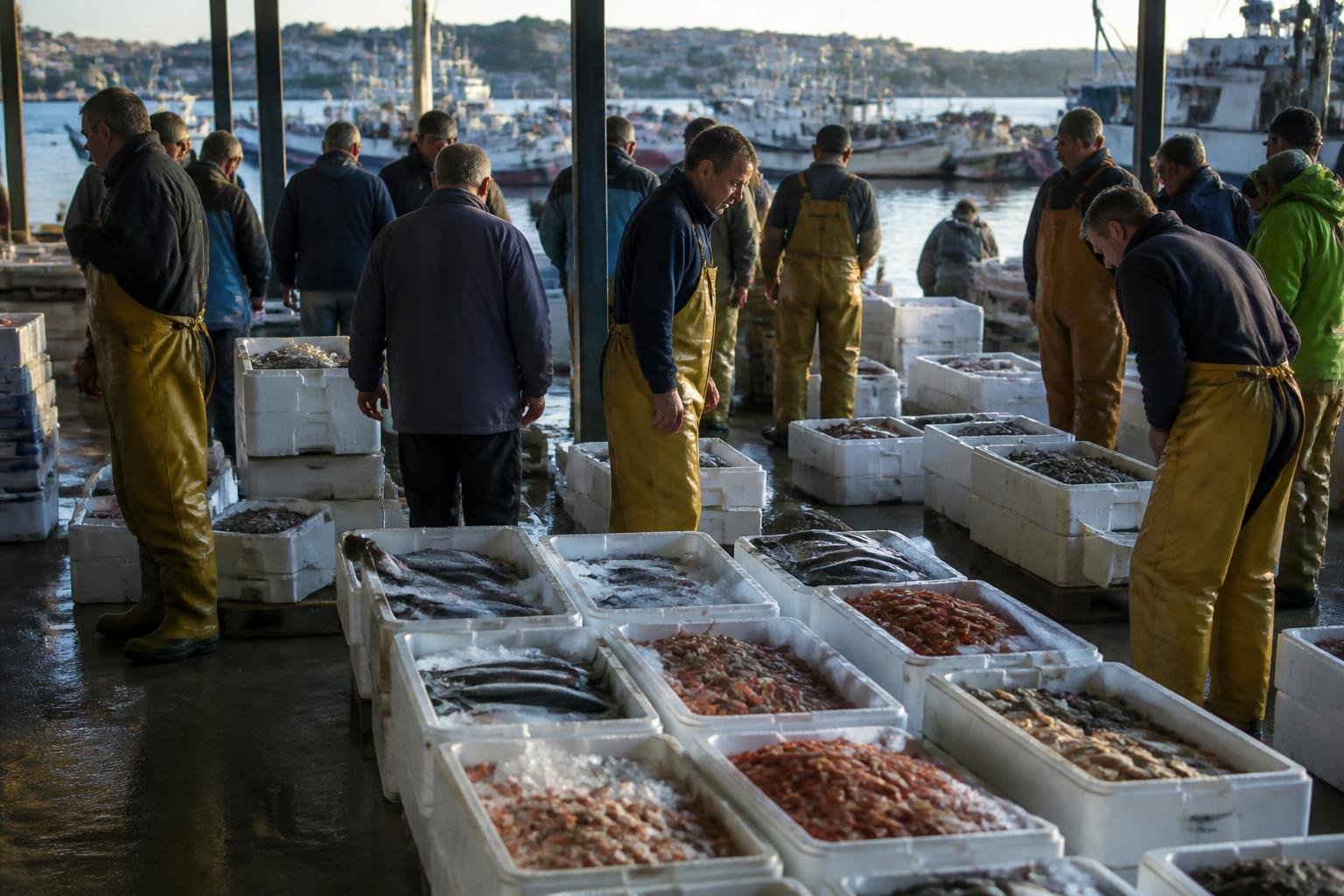 Poissons et fruits de mer frais à la criée